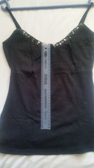 Black strappy blouse with sequin detail