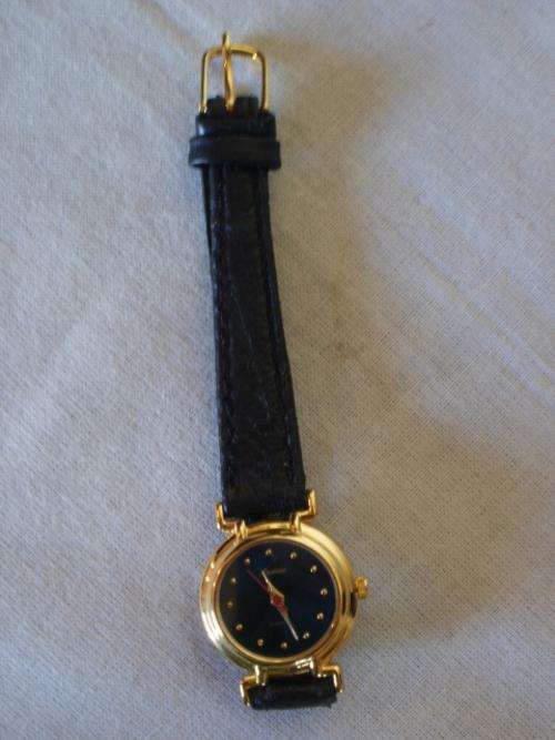 LOVELY LADIES QUARTZ WATCH WITH DARK BLUE DIAL AND BLACK STRAP
