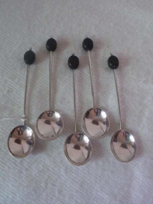 SET X5 BIRMINGHAM 1932 SILVER COFFEE BEAN SPOON