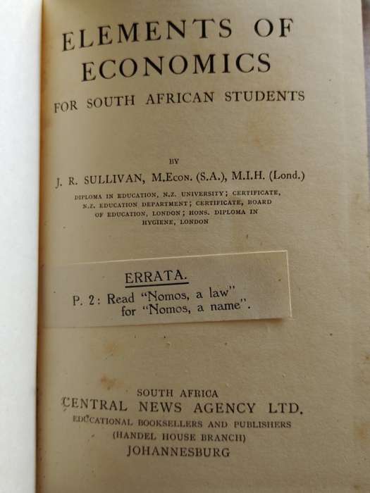 Elements of Economics for South African Students
