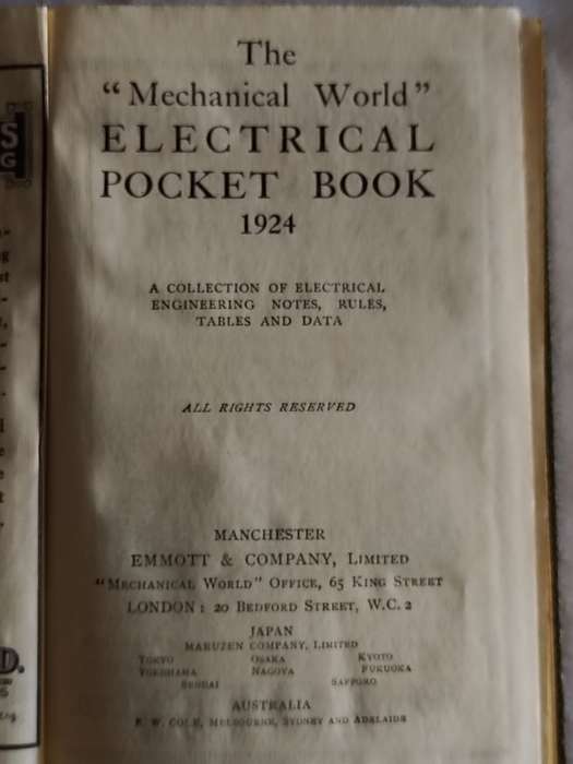 `Mechanical world` Electrical Pocket book - 1924