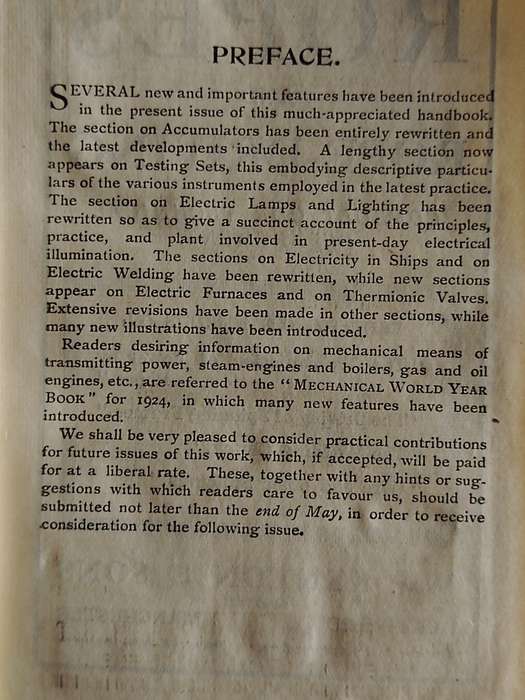 `Mechanical world` Electrical Pocket book - 1924
