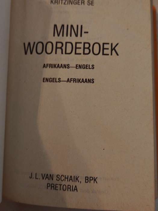 Kritzingers Mini-Dictionary English-Afrikaans & Afrikaans English