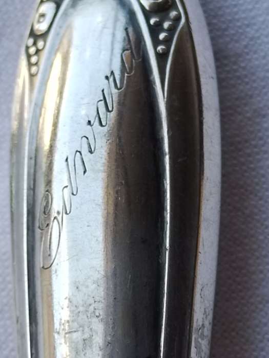 800 Silver handle knife. Engraved 25.4.1937