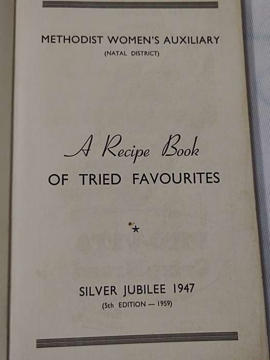 Silver Jubilee recipe book. Re Issued 1959