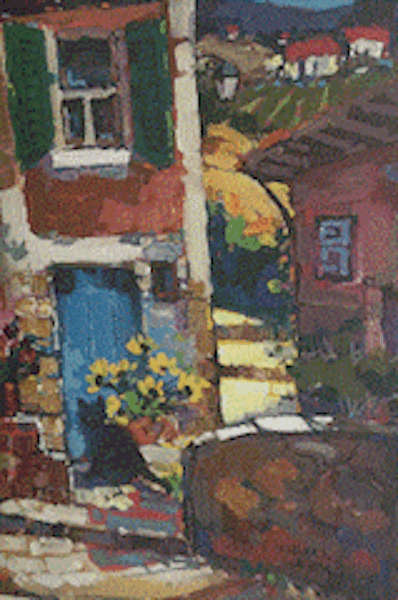 Isabel Le Roux "Town Scene" Huge Piainting