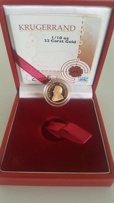 ###2008 Proof Krugerrand 1/10th ounce gold coins###Low start