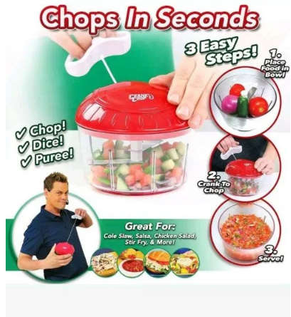 Crank Chop Food Manual Chopper - Chop, Mince, And Puree