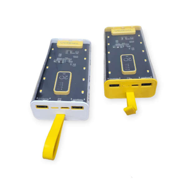 20000mah Power Bank Available In Black, White And Yellow