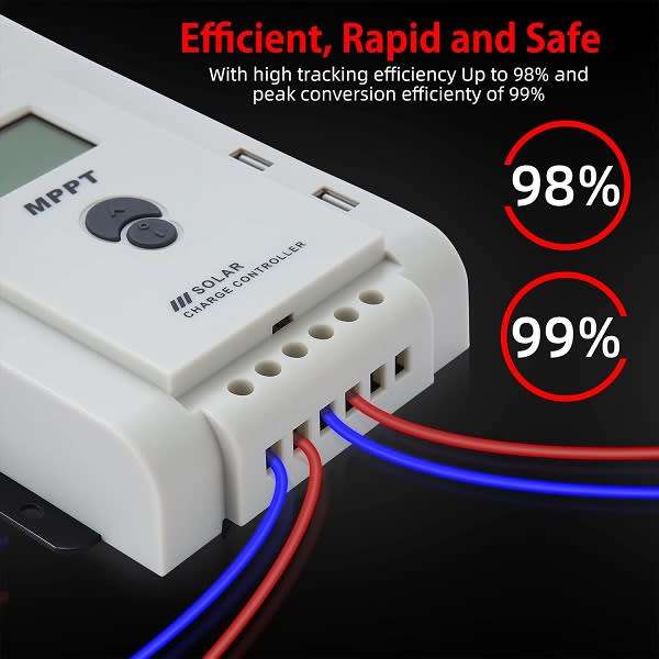 Mppt Solar Charge Controller 10A 60V With Lcd Display And Dual Usb