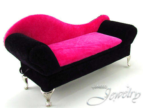 Blackand pink velvet couch Jewellery Box - R1 No Reserve - Great Gift!