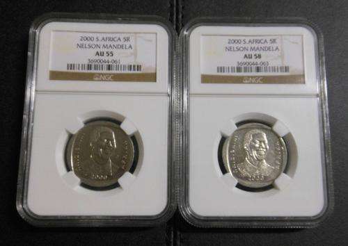 Nelson Mandela Smiley Coins!!! AU 55 + AU 58