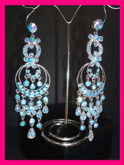 Chandelier Blue Zircon Crystal Piercing Earrings