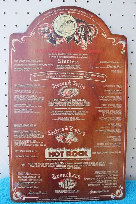 Vintage Spur Steak House Wooden Menu