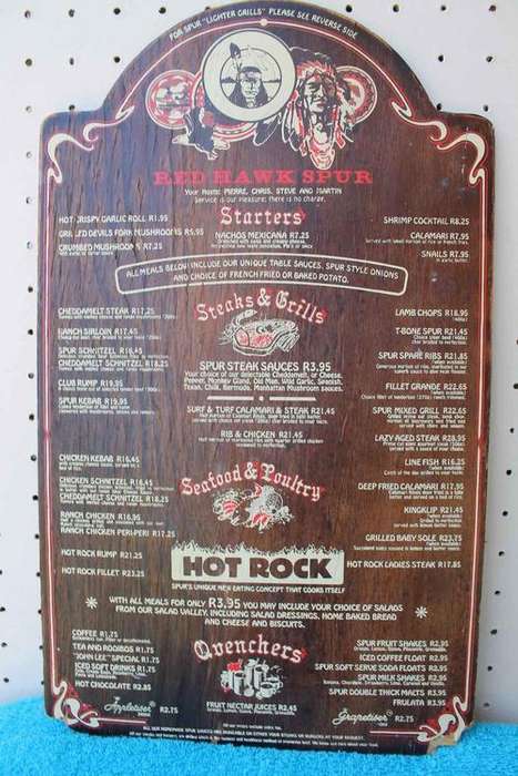 Vintage Spur Steak House Wooden Menu No.1