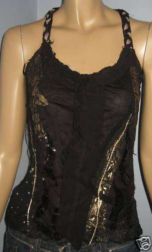 ***RIVER ISLAND BLACK AND GOLD TOP*** SZ 14 BUT WILL FIT A 12***