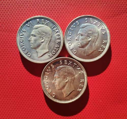 SILVER CROWN SET IN MINT STATE CONDITION. 1947/48/49. BID IS PER CROWN TO TAKE 3.