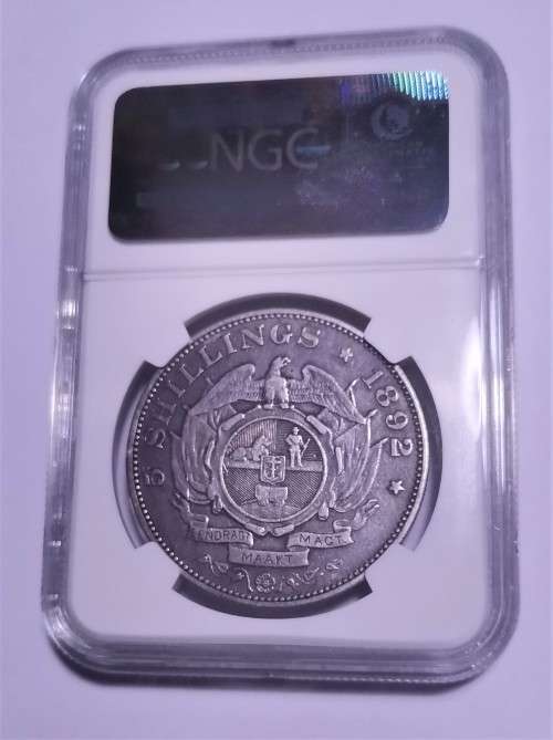 ZAR 1892 5 SHILLINGS. SINGLE SHAFT. NGC. VF35.