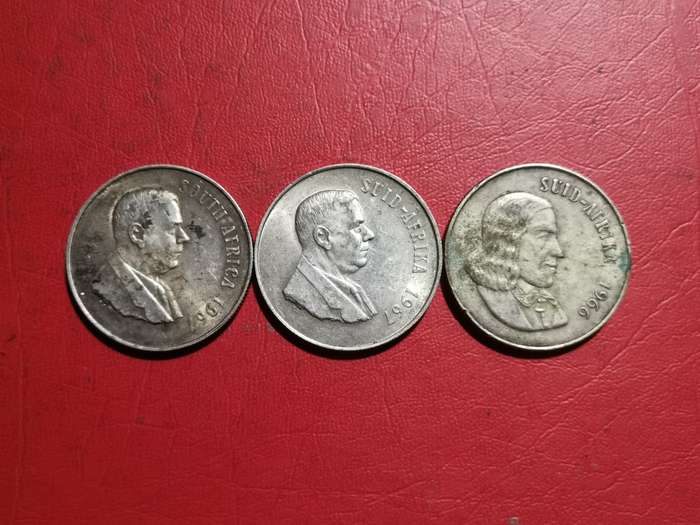 3 X RSA SILVER ONE RAND COINS. 80% SILVER. BID PER COIN TO TAKE ALL 3.
