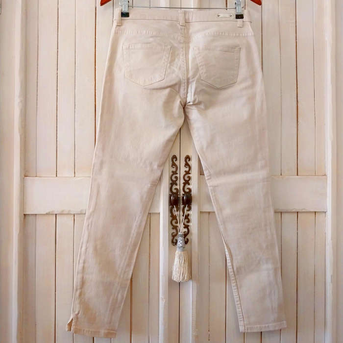 FOSCHINI NEWS DENIM LOW-RISE SUPER SKINNY STRETCH JEANS - CREAM/ECRU