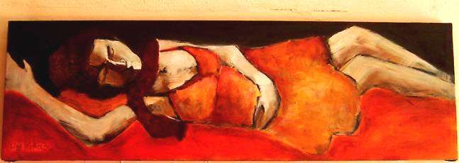 SLEEPING LADY -130 x 40 x4- art-LIZE BEHRENS-