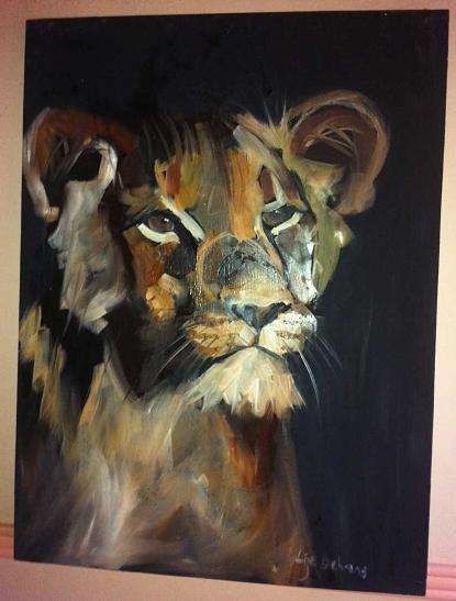 Lion Cub- New Painting-Lize Behrens-well known Freestate artist