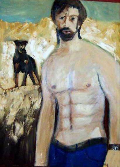 Mr Six Pack - Artist Reny - 80 x 60 x 4.5 cm. Stunning - thick oils