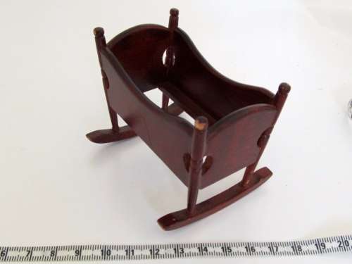 Miniature Dollhouse 1/12" Beautiful  wooden Rocking cradle. Excellent condition