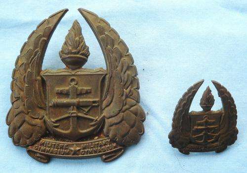 SADF-MILITARY GYMNASIUM CAP BADGE & COLLAR BADGE-SOUTH AFRICA-EXCELLENT CONDITION