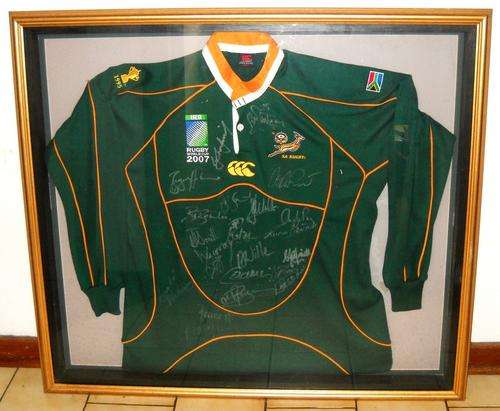 2007 RUGBY WORLD CUP Signed JERSEY-SPRINGBOKS-22 ORIGINAL Signatures-STUNNING
