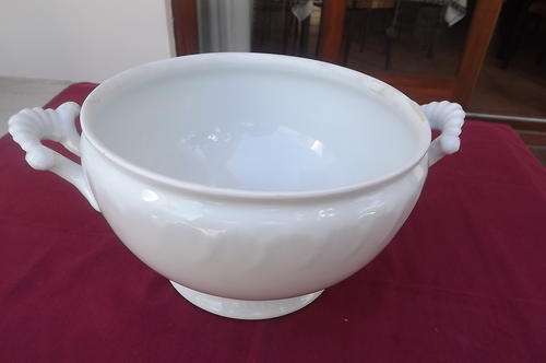 Large White Chodau China  Porcelain Serving bowl from Czechoslovakia - 27cm diam