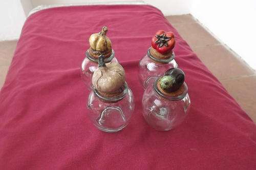 Set of 4 Small Kitchen Storage Jars - good condition - height 8cm each
