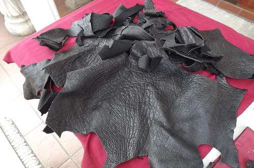 Small Pieces of Black Ostrich Leather - good condition