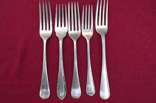 Selection of 5 Forks in good condition - 3 EPNS and 2 Nickel Silver
