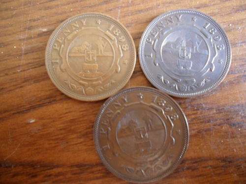 3 ZAR 1898 PENNIES IN AU/EF CONDITION  ONLY ONE BID