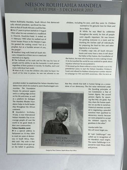 South Africa 2014 Nelson Mandela Madiba Commemorative Stamp and Souvenir Folder