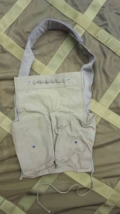 scarce SADF era canvas (disposable) Claymore ammo carry bag (used) with loose instr sheet SWA Angola
