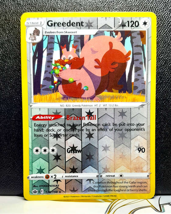 Pokemon Card - Greedent 128/198 - Reverse Holo Rare