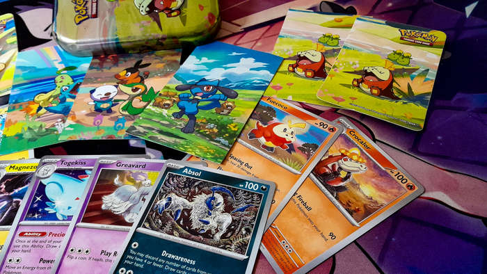 Pokemon Cards TCG - Tin & Stickers Bundle