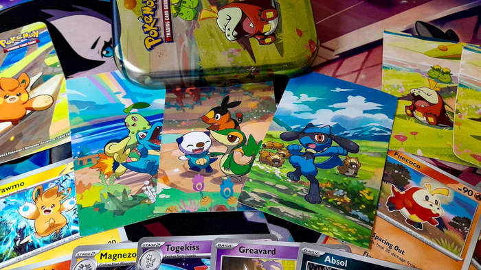 Pokemon Cards TCG - Tin & Stickers Bundle