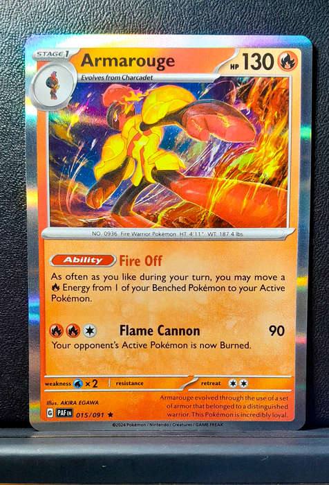 Pokemon Card - Armarouge 015/091 - Holo Rare - Paldean Fates