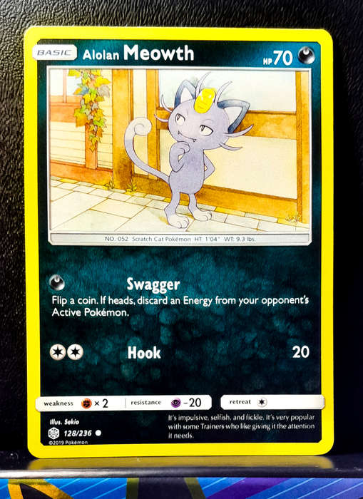 Pokemon Cards - Alolan Meowth 128/236 - Sun & Moon, Cosmic Eclipse
