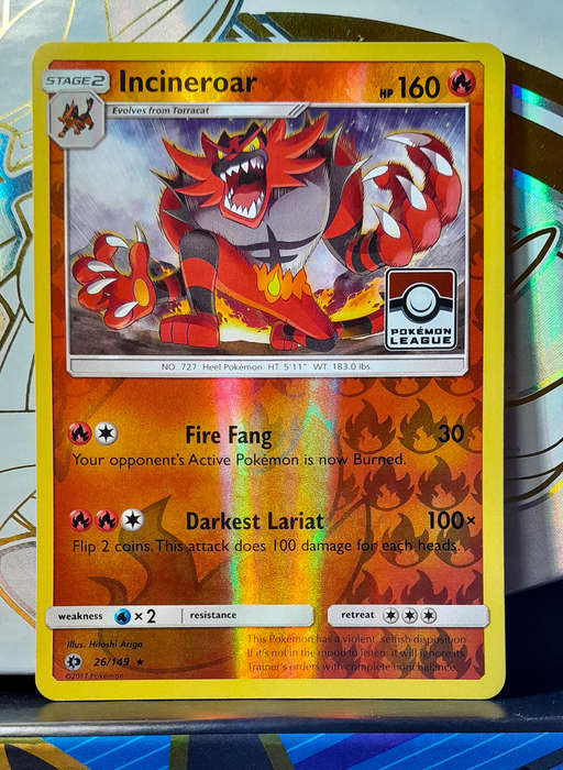 Pokemon Cards - Incineroar 26/149 - Pokemon League Holofoil Rare - Sun And Moon Base Set (NM)