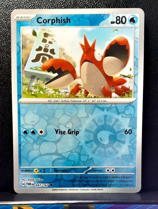 Pokemon Card  -Corphish 047/167 - Reverse Holofoil - Twilight Masquerade (NM)