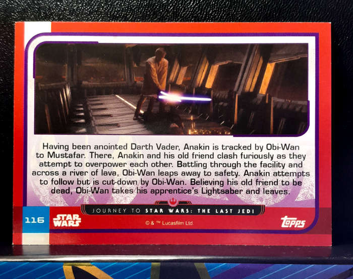 Topps Journey to Star Wars: The Last Jedi  116 - Anakin Skywalker VS Obi-Wan Kenobi (NM) 2017