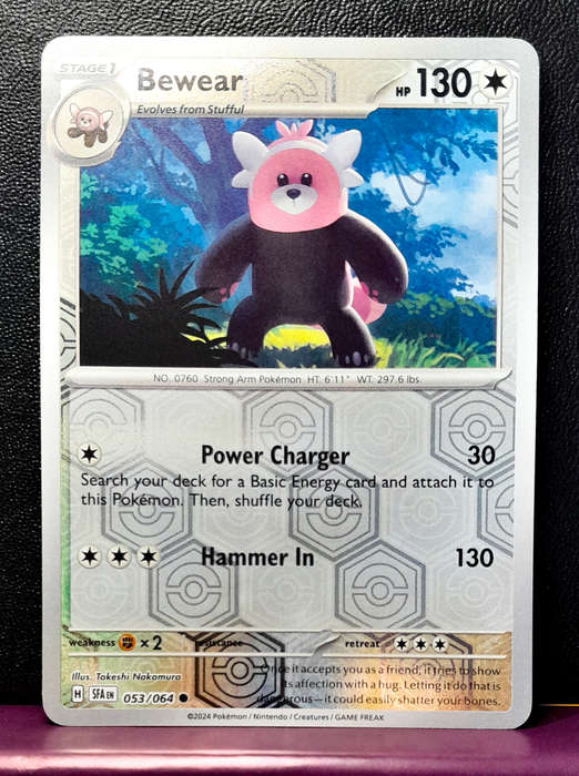 Pokemon Cards - Bewear 053/064 - Reverse Holofoil  - Shrouded Fable (NM)