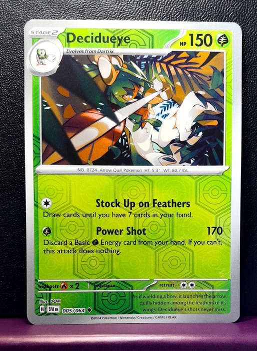 Pokemon Cards - Decidueye 005/064 - Reverse Holofoil  - Shrouded Fable (NM)