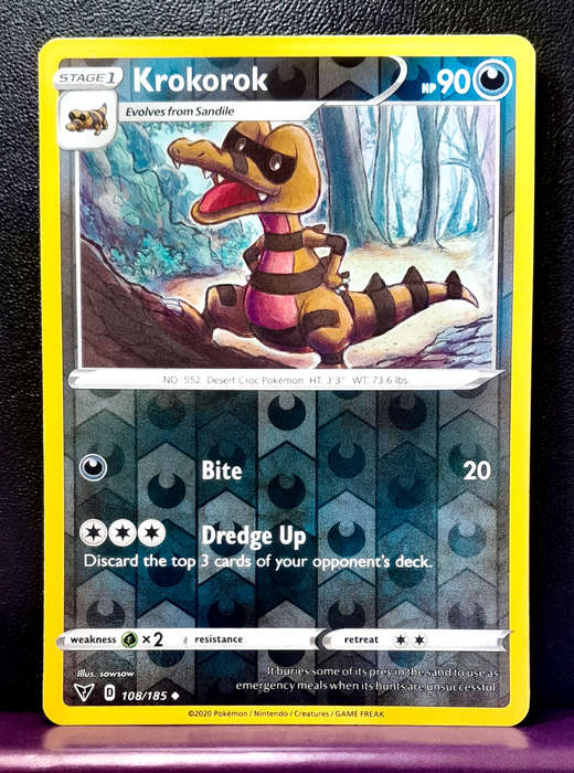 Pokemon Cards - Krokorok 108/185 - Reverse Holo - Vivid Voltage (NM)