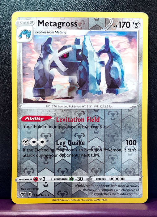Pokemon Cards - Metagross 118/185 - Reverse Holo Rare - Vivid Voltage (NM)