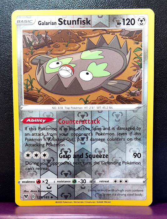 Pokemon Cards - Galarian Stunfisk 125/185 - Reverse Holo - Vivid Voltage (NM)